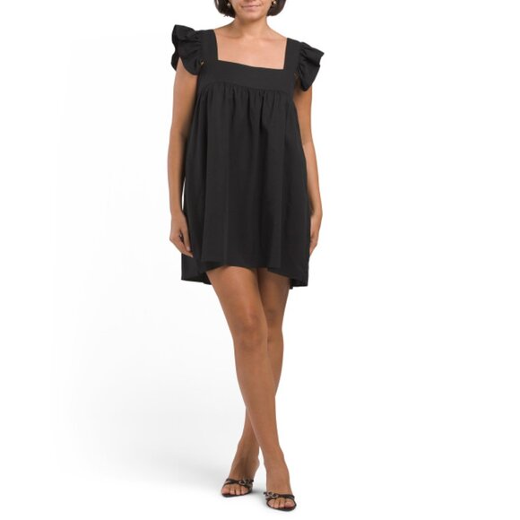 JL LUXE LABEL Black Ruffle Sleeve Mini Dress - Picture 1 of 2